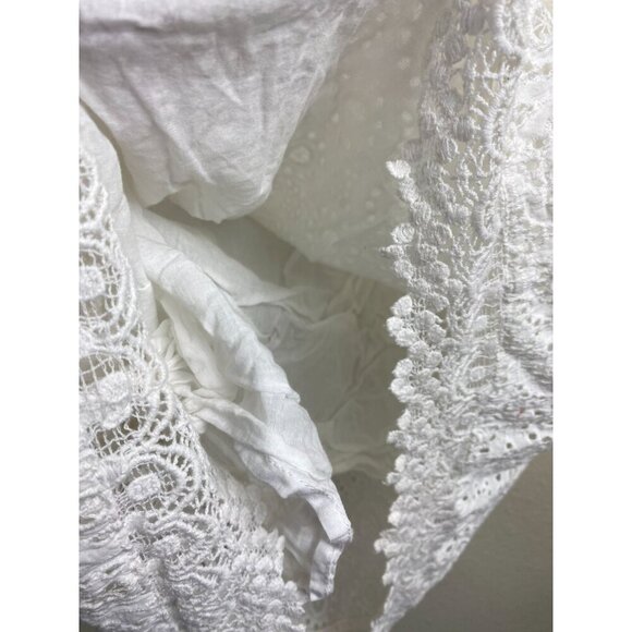 TULAROSA QUINN Off The Shoulder Lace Smocked Dress White Sz Small beach wedding - Picture 9 of 12